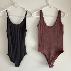 Ribbed Bodysuit Set Small | Grey NWT + Brick Scoop Neck Stretch Tank